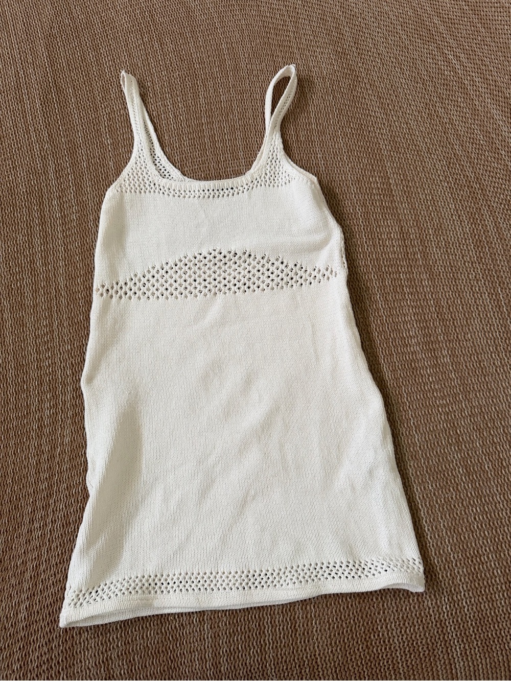 Zara Cream Knit Eyelet Detail mini dress